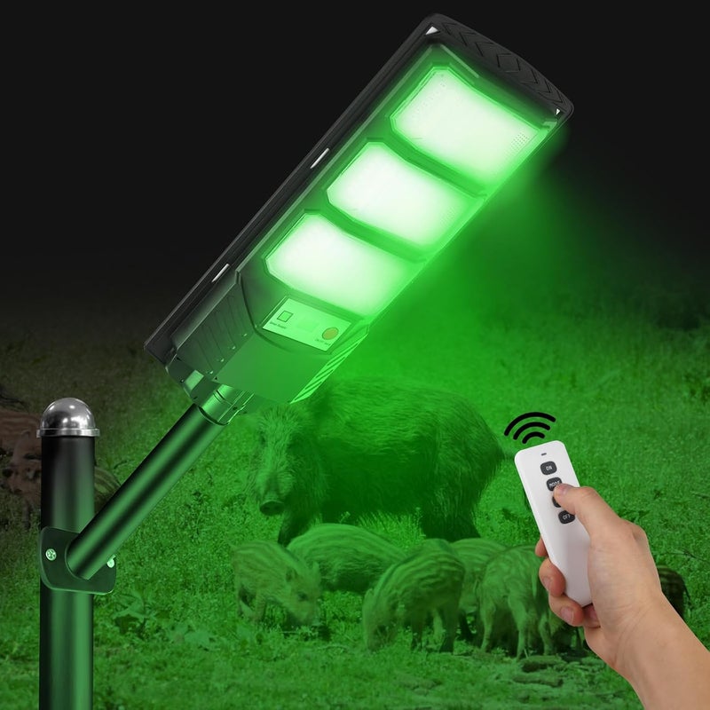 Zuomeng Hog Lights for Night Hunting, Solar Green Light, Motion Activated Feeder Light with 300ft Remote Alarm, Outdoor Wireless Lighting for Boar, Deer - Image 1